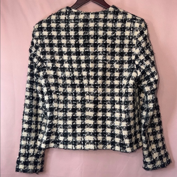 Tweed Blazer Jacket Gold Button Textured Structured Spring Chic - Picture 7 of 7